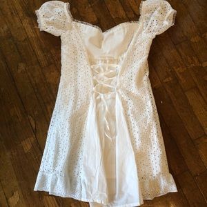 Eyelet laced white dress